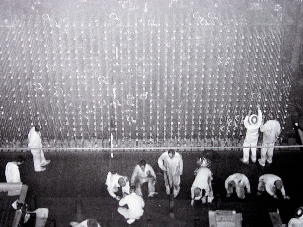 Men working on the face of the B Reactor
